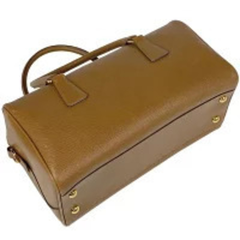 Prada Boston Leather Brown Handbag Saffiano Brown